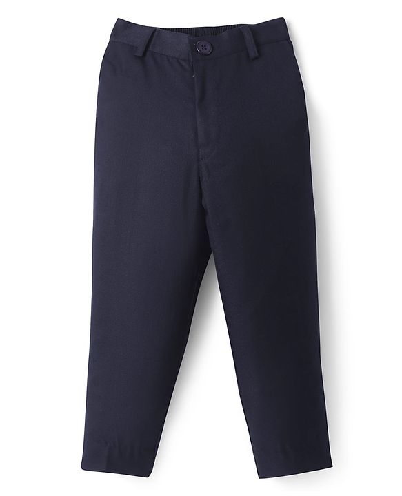 Pine Kids Knit Full Sleeves Solid Color 3 Piece Party Suit with Bow - Navy Blue