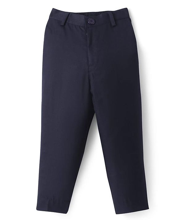 Pine Kids Knit Full Sleeves Solid Color 3 Piece Party Suit with Bow - Navy Blue