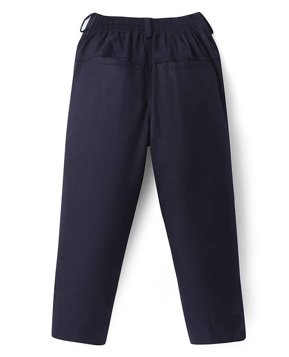 Pine Kids Knit Full Sleeves Solid Color 3 Piece Party Suit with Bow - Navy Blue