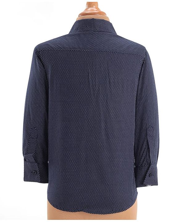 Pine Kids Knit Full Sleeves Solid Color 3 Piece Party Suit with Bow - Navy Blue