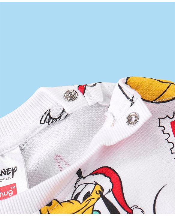 Babyhug Disney Cotton Knit Full Sleeves T-Shirt & Lounge Pants Set With Mickey Mouse Graphics - Red & White