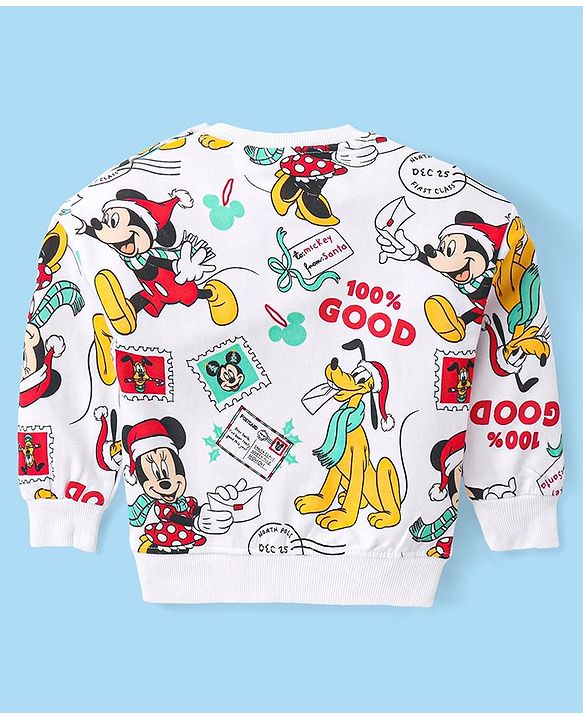 Babyhug Disney Cotton Knit Full Sleeves T-Shirt & Lounge Pants Set With Mickey Mouse Graphics - Red & White