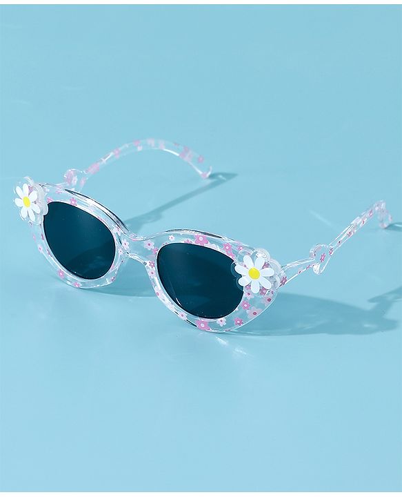 Babyhug Floral Applique Free Size Sunglasses - White