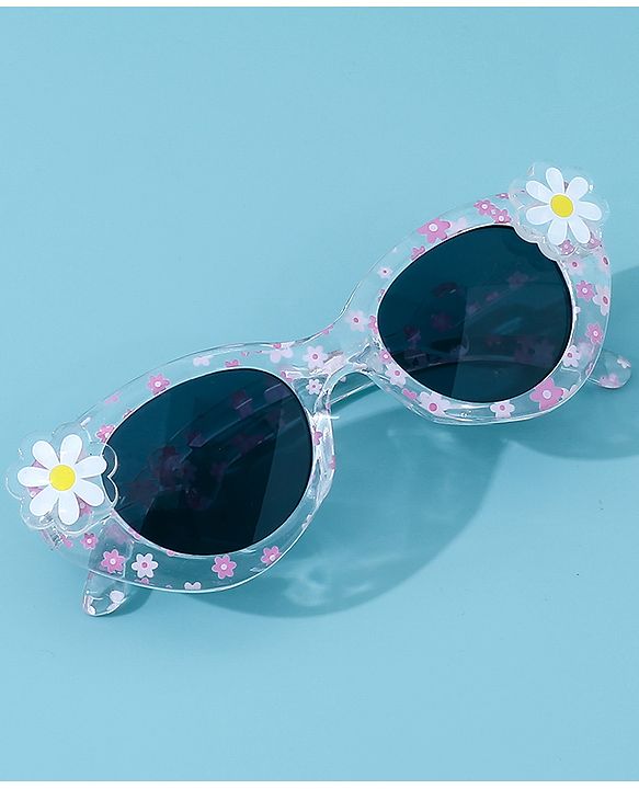 Babyhug Floral Applique Free Size Sunglasses - White