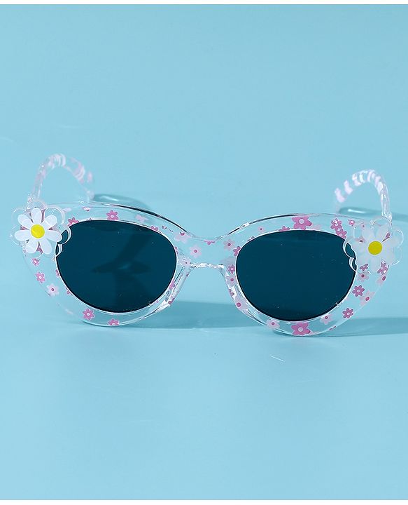 Babyhug Floral Applique Free Size Sunglasses - White