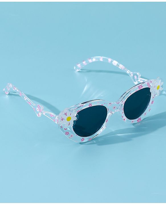 Babyhug Floral Applique Free Size Sunglasses - White