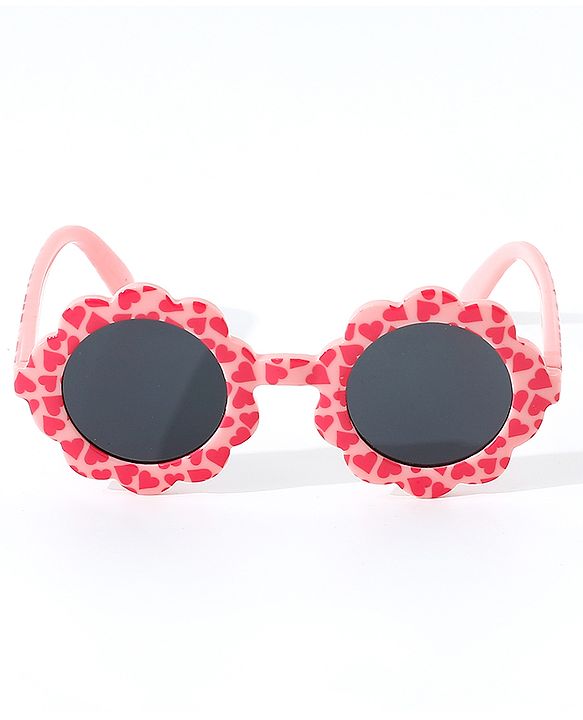 Babyhug Free Size Hearts Print Sunglasses - Pink