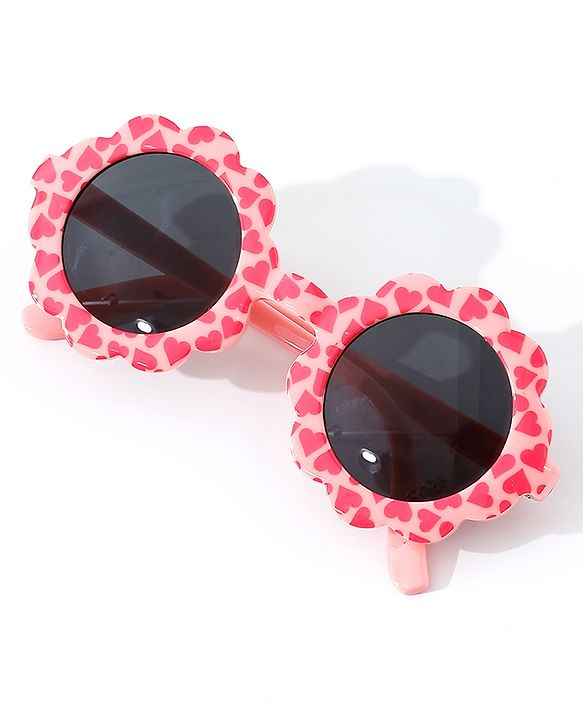 Babyhug Free Size Hearts Print Sunglasses - Pink