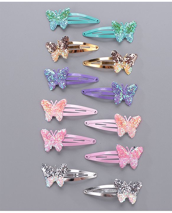 Pine Kids Butterfly Snap Clips Set of 12 - Multicolor