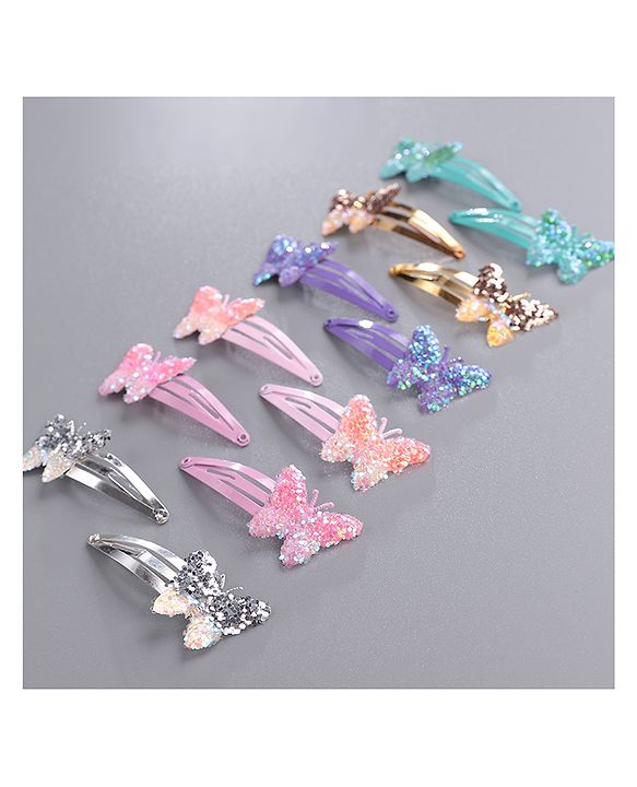 Pine Kids Butterfly Snap Clips Set of 12 - Multicolor