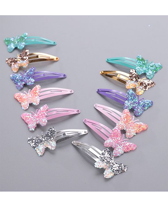 Pine Kids Butterfly Snap Clips Set of 12 - Multicolor