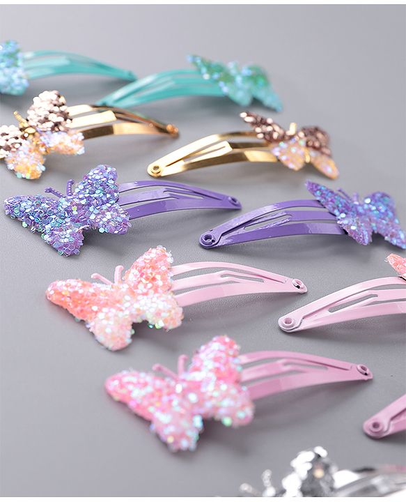 Pine Kids Butterfly Snap Clips Set of 12 - Multicolor