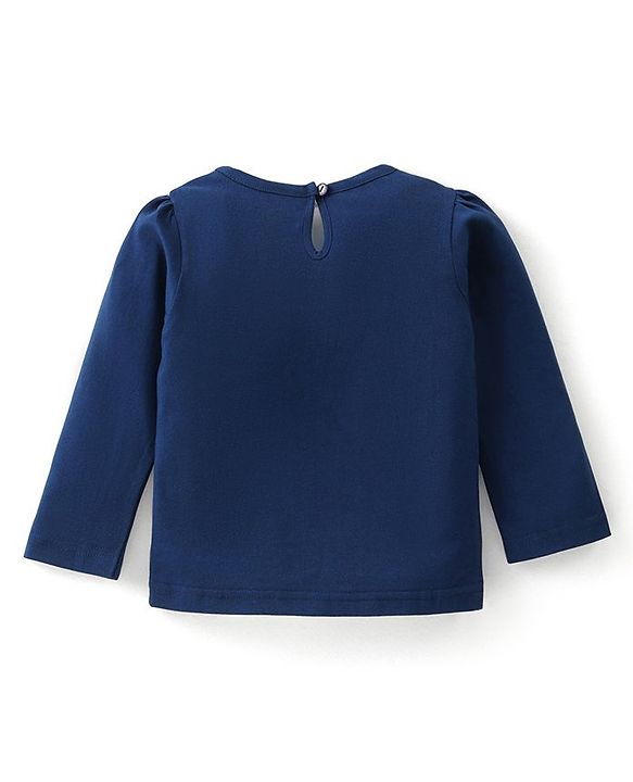 Babyhug Cotton Knit Full Sleeves T-Shirt with Floral & Polka Dots Print Pack of 3 - Navy Blue  Pink & Orange