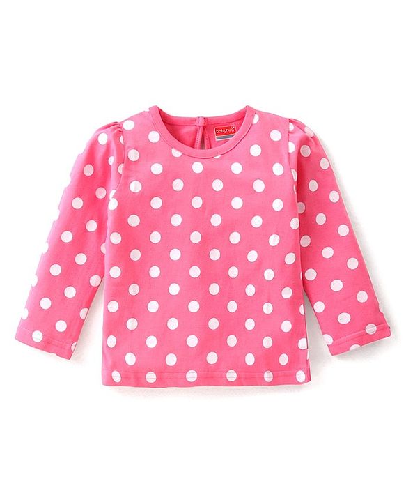 Babyhug Cotton Knit Full Sleeves T-Shirt with Floral & Polka Dots Print Pack of 3 - Navy Blue  Pink & Orange