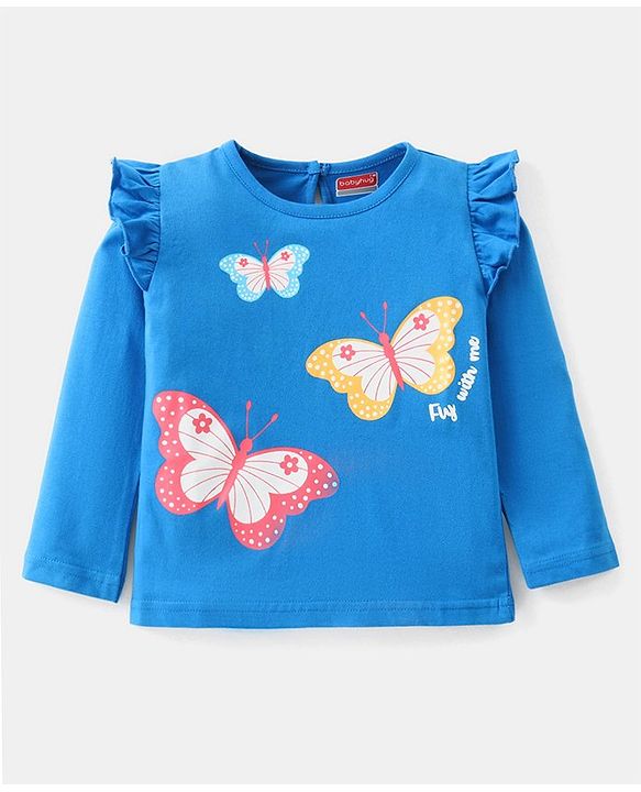 Babyhug Cotton Knit Full Sleeves Top with Floral & Polka Dots Print Pack of 3 - Pink Blue & Dark Pink