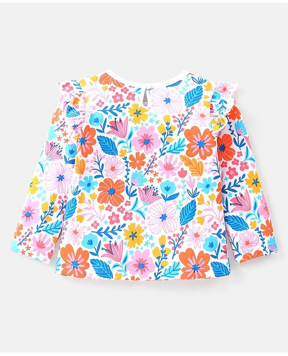 Babyhug Cotton Knit Full Sleeves Top with Floral & Polka Dots Print Pack of 3 - Pink Blue & Dark Pink
