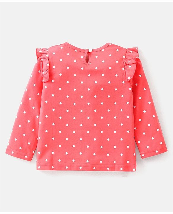 Babyhug Cotton Knit Full Sleeves Top with Floral & Polka Dots Print Pack of 3 - Pink Blue & Dark Pink