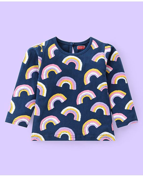Babyhug Cotton Knit Full Sleeves Tops with Star & Text Print Pack of 3 - Navy Yellow & Red