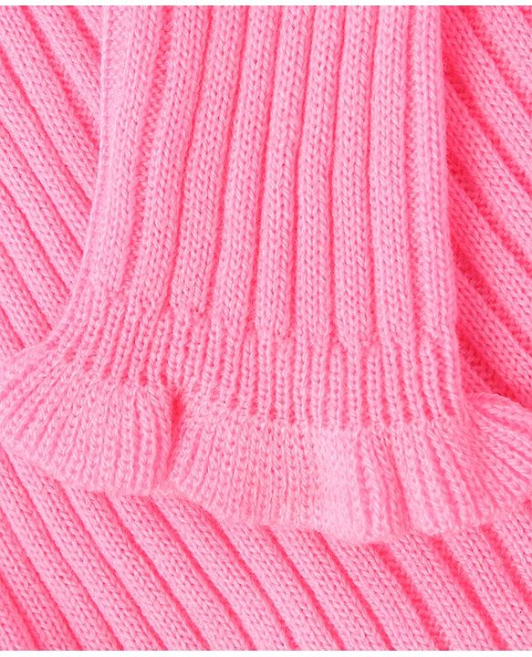Pine Kids Knit Raglan Full Sleeves Solid Color Sweater - Pink