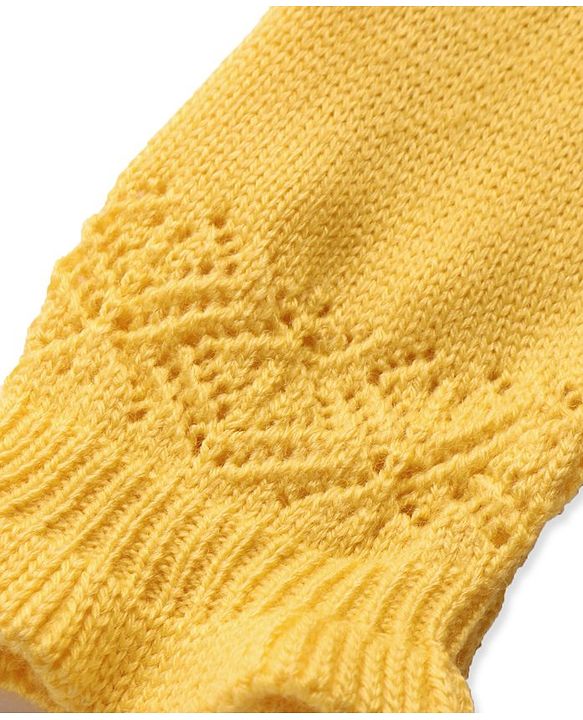 Pine Kids Knitted Full Sleeves Pullover Sweater with Cable Knit Design - Yellow
