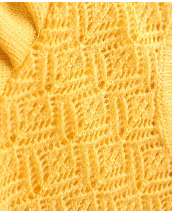 Pine Kids Knitted Full Sleeves Pullover Sweater with Cable Knit Design - Yellow