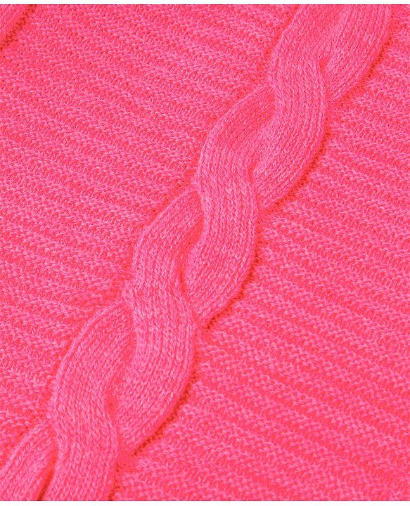 Pine Kids Knitted Full Sleeves Pullover With Cable Knit Design - Dark Pink