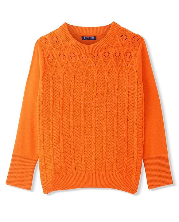 Pine Kids Full Sleeves Solid Pull Over Sweater  - Orange