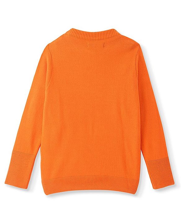 Pine Kids Full Sleeves Solid Pull Over Sweater  - Orange