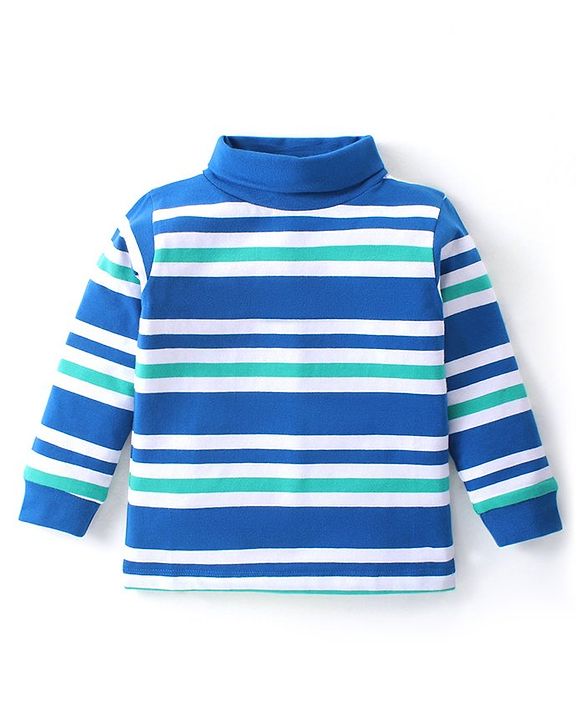 Babyhug Cotton Knit Full Sleeves Skivi T-Shirt with Stripes Print - Multicolor