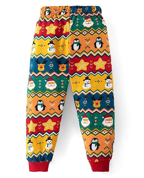 Babyhug Cotton Knit Full Sleeves Night Suit with Christmas Print - Multicolour
