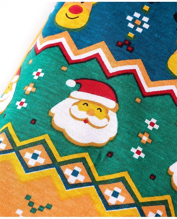 Babyhug Cotton Knit Full Sleeves Night Suit with Christmas Print - Multicolour