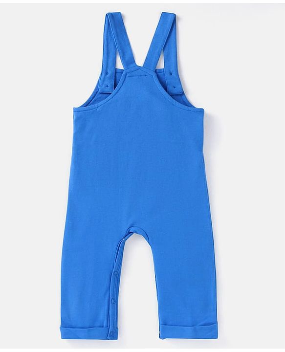 Babyhug Marvel Single Jersey Knit Half Sleeves T-Shirt & Dungaree with Text & Avenger Graphics - Blue