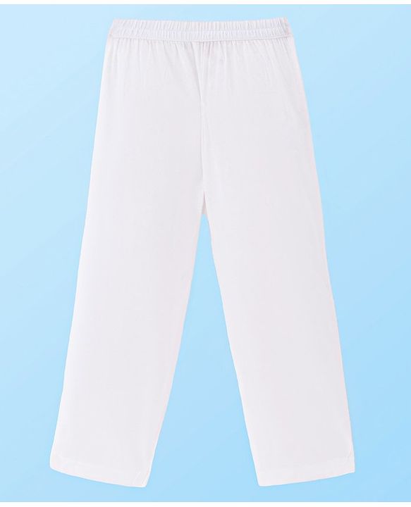 Babyhug Cotton Woven Full Sleeves Schiffli Kurta Pyjama Set - White