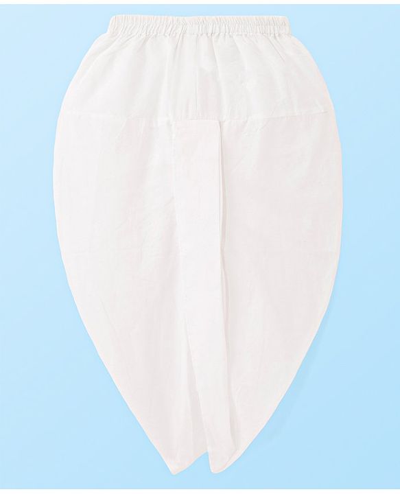 Babyhug Cotton Woven Schiffli Full Sleeves Embroidered Kurta Dhoti Set - White