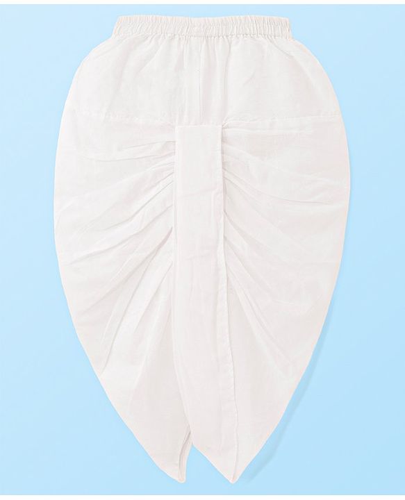 Babyhug Cotton Woven Schiffli Full Sleeves Embroidered Kurta Dhoti Set - White