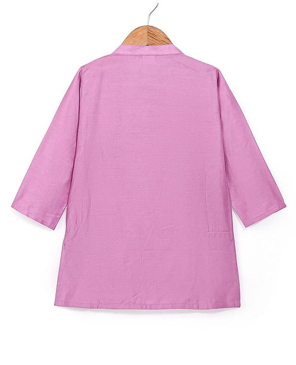 Babyhug Woven Full Sleeves Solid Kurta Pyjama Set With Sequins Embroidered Jacket - Mauve
