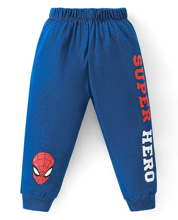 Babyhug Marvel Cotton Knit Raglan Sleeves Night Suit With Spider Man Graphics - Red & Blue