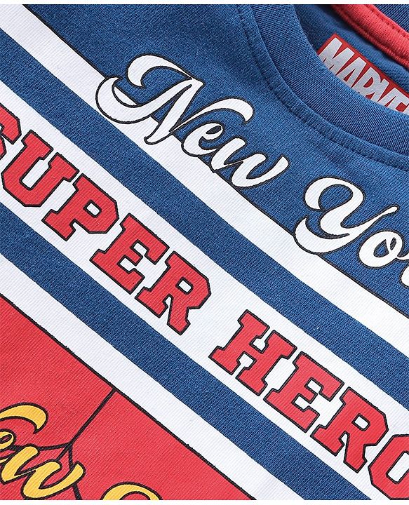 Babyhug Marvel Cotton Knit Raglan Sleeves Night Suit With Spider Man Graphics - Red & Blue