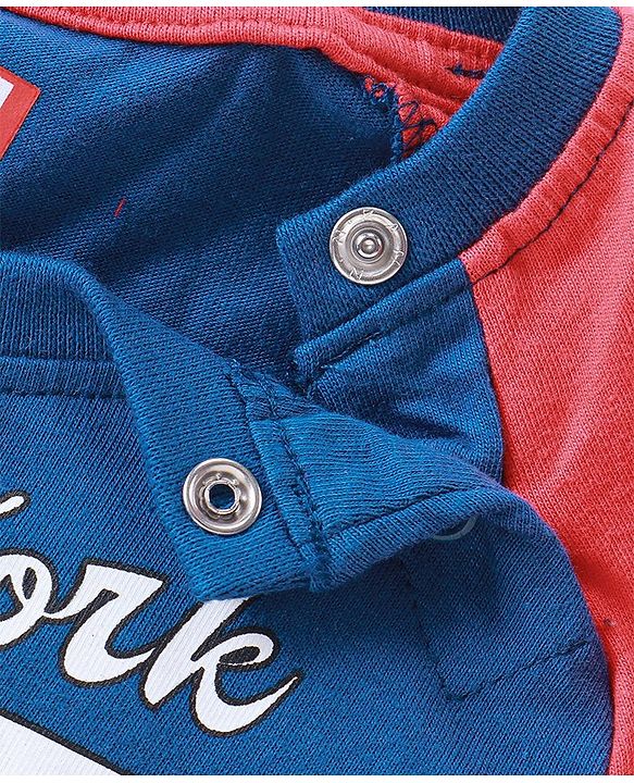 Babyhug Marvel Cotton Knit Raglan Sleeves Night Suit With Spider Man Graphics - Red & Blue