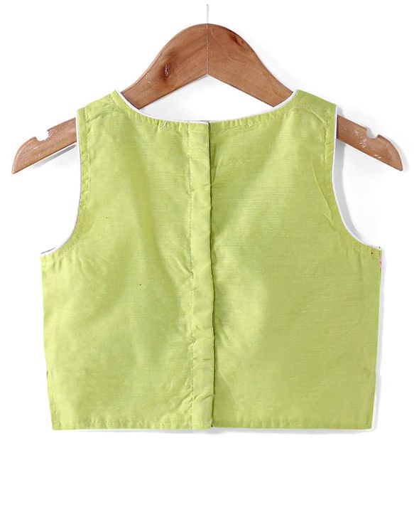 Babyhug Woven  Sleeveless Net Embroidered Choli Lehenga & Dupatta Set - Lime Green