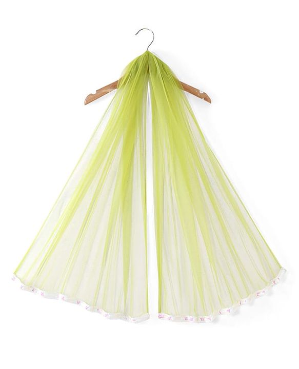 Babyhug Woven  Sleeveless Net Embroidered Choli Lehenga & Dupatta Set - Lime Green