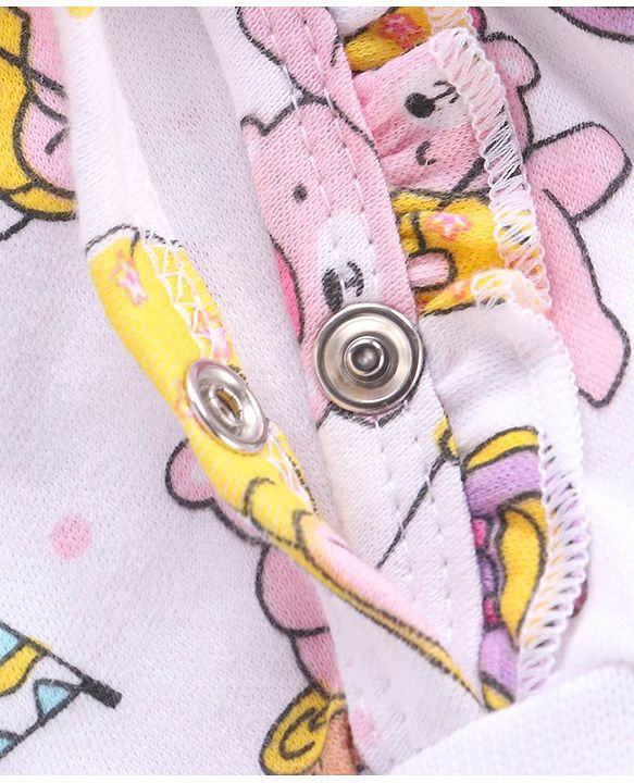 Babyhug 100% Cotton Knit Full Sleeves Rompers with Polka Dots & Bear Print Pack of 2 - Pink & White