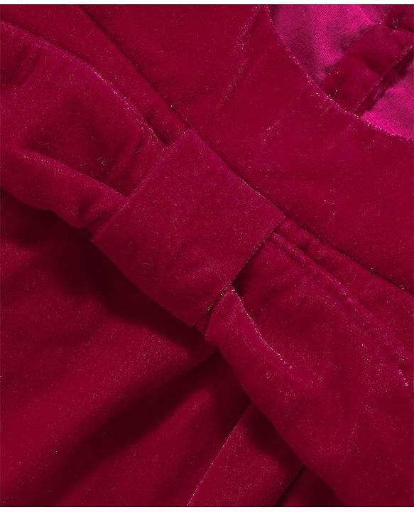 Babyhug Woven Full Sleeves Solid Colour Frock with Stockings & Head Band - Maroon