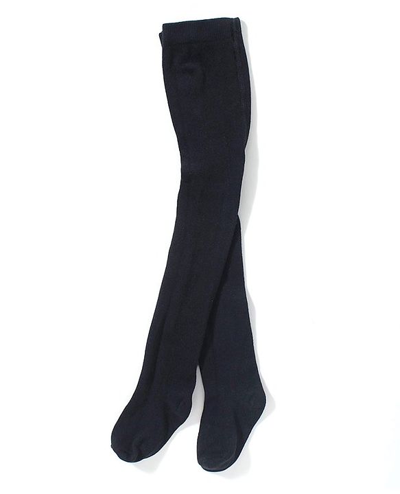 Babyhug Woven Full Sleeves Solid Colour Frock with Stockings & Head Band - Navy Blue