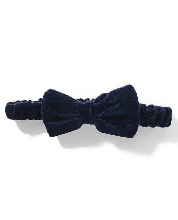Babyhug Woven Full Sleeves Solid Colour Frock with Stockings & Head Band - Navy Blue