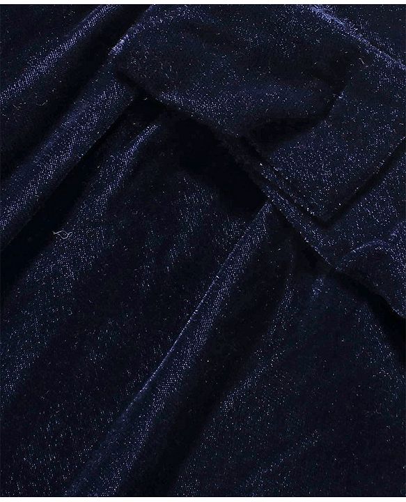 Babyhug Woven Full Sleeves Solid Colour Frock with Stockings & Head Band - Navy Blue