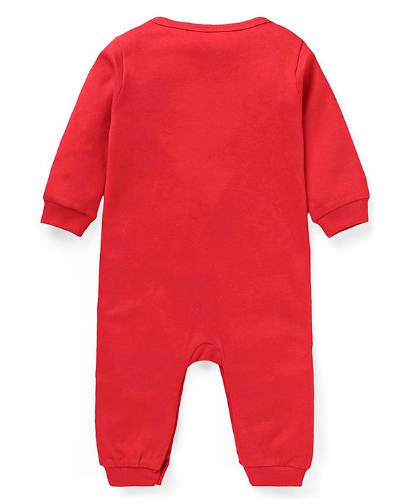 Babyhug 100% Cotton Knit Full Sleeves Rompers with Striped & Bear Print Pack of 2 - Red Green & White