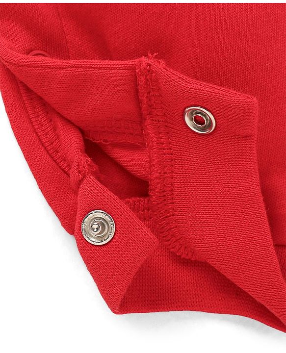 Babyhug 100% Cotton Knit Full Sleeves Rompers with Striped & Bear Print Pack of 2 - Red Green & White