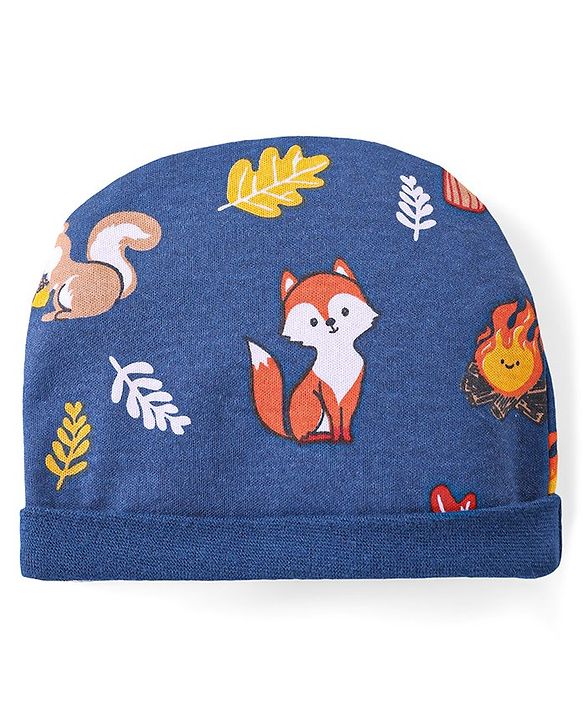 Babyhug 100% Cotton Full Sleeves Onesies with Leggings  & Cap Mitten Booties Koala Print - Red & Navy