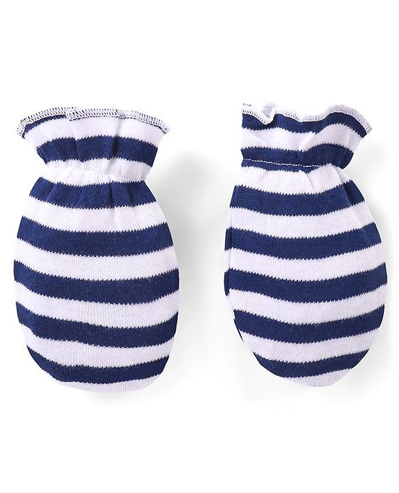 Babyhug 100% Cotton Knit Full Sleeves  Booties Striped &  Dino Printed Onesie with Leggings Pair of Mittens & Booties - Red